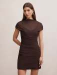 Vivianna Mesh Overlay MINI Dress - 16 Chocolate