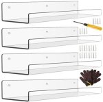 4 Pack Clear Acrylic Shelves For Wall Storage Decor Diy Floating Shelf Plastic Baking Tools Kitchen Tool Set
