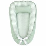 A Small Check Gingham Print Sage Green In The Sky Baby Nest Pod Newborn Lounger