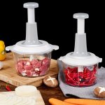 Versatile 1.5L Manual Food Processor - Stainless Steel Vegetable Crusher Garlic Masher & Meat Grinder - Easy Clean Perfect For H