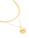 Goldair Gold Plated Chain & Hammered Circle Layered Necklace