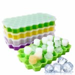 1PC Hexagon Ice Cube Tray With Lid 37 Cavity Silicone Flexible Ice Cube Mold Ice Trays For Freezer Ice Cube Maker Easy Release I