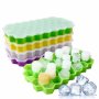 1PC Hexagon Ice Cube Tray With Lid 37 Cavity Silicone Flexible Ice Cube Mold Ice Trays For Freezer Ice Cube Maker Easy Release Ice