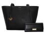 Fino BK-116 + 5696 Faux Leather Classic Tote Shoulder Bag With Purse Set