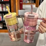 1PC 1200ML Large Capacity PC Material Straw Water Bottle Tea Separation Design Stylish Tumbler For Men And Women