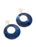 Goldair Gold Dark Blue Marble Circle Drop Earrings