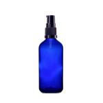 100ML Blue Glass Aromatherapy Bottle With Serum Pump - Black 18 410