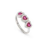 All My Love Ring Red Triple Heart With Cubic Zirconia