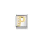 Composable Big Link Letter P In Gold With Stones