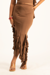 Araya Waterfall Ruffle Skirt - Pinecone - S