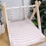Plain Pink And Beige Checkered Baby Changing Mat Cover