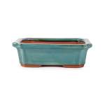 Assorted Glazed Bonsai Pots 10" - Green Rectangular With Panels 26 X 18.5 X 8CM