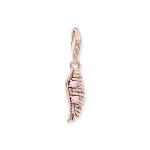 Charm Pendant Phoenix Feather With Pink Stones Rose Gold