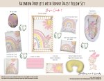 Cot Duvet Bedding Rainbow Droplets With Bunny Daisy Yellow Set
