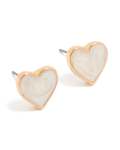 Goldair Gold White Marble Enamel Heart Stud Earrings