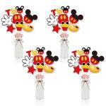 Baoooful Red Mouse 2ND Birthday Table Centerpieces Toppers For Kids Red Mouse Theme Centerpiece Sticks For Two Years Old Birthda