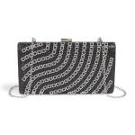Black Wavy Rhinestone Clutch Bag