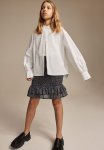 Smocked Chiffon Skirt - Black & Roses