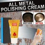 Fixinl 5G Metal Polishing Cream With Sponge - Multi-functional Kitchen Cleaning Paste For Stainless Steel Sink & Cookware Shiny