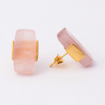 18CT Gold Rose Quartz Gemstone Earrings - Rose Quartz