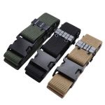 Pack Of 3 Nylon Casual Belts With Sliding Buckle - Black Green Khaki
