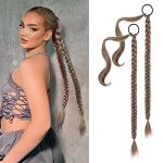 Yogfit 2PCS Diy Braid Ponytail Extension Long Straight Wrap Around Ponytail Hair Extensions Natural Soft Synthetic Hairpieces Fo