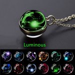 1PC 12 Constellation Necklace Starry Sky Luminous Glass Ball Pendant Necklace For Men Women Father's Day Gift