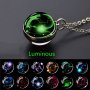 1pc 12 Constellation Necklace Starry Sky Luminous Glass Ball Pendant Necklace For Men Women Father's Day Gift