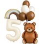 10 Piece Teddy Bear Birthday Balloon Decoration Set - Number Five