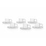 12 Piece Glass Tea Cup & Saucer Set - Clear Beaded Design