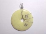 Pi Stone Green Jade Wire Wrapped Pendant FPI16