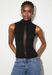 Sheer Cf High Neck Top - Black