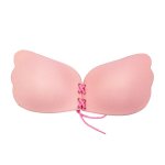 Strapless Backless Adhesive Invisible Push-up Reusable Butterfly Bra - Pink - D Pink