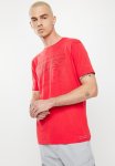Crosshatch Slandlike Ch Raised Ink Printed Crew Tee - Red