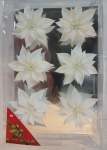 Plastic Flower With Clip 9CM Set Of 6 - White