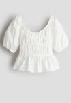 Peplum Cotton Blouse - White