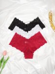 3PCS Solid Floral Lace Briefs Sexy Comfy Breathable Stretchy Intimates Panties Women's Lingerie & Underwear