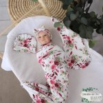 Wrap Set Swaddle Set Pink And Maroon Rose Wonderland