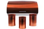 Glossy Stainless Steel Two Loaf Bread Bin & Matching 3 Piece Canister Set