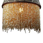 Beaded Basket Lampshade - Brown And White Bead Mix