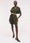 Belted Shirt Dress - Green