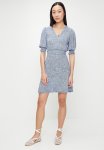 French Connection Bernice Shirred Dress Short - Placid Blue dark Navy white