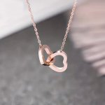 1PC Stainless Steel Heart To Heart Matching Necklace Fashion Cute Interlocking Heart Accessories For Teen Girls Ideal Choice For