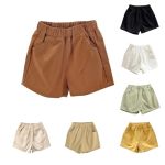 Toddler Casual Cargo Shorts Fashion Loose Fit Khaki Shorts Boys Girls Lounge Elastic Waist Coffee 4-5 Years