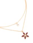 Goldair Gold Diamante Circle & Red Flower Layered Necklace