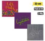 Serviettes 2PLY 33CM 20PC Words Marketplace Brits Bros