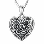 Soulmeet Rose Flower Heart Shaped Locket Necklace That Hold 2 Pictures Memory Photos Keep Someone Near To You Sterling Silver Je