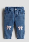 Embroidered Jeans - Denim Blue bows