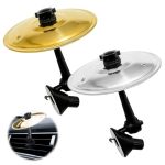 2 Pcs Car Cymbal Air Vent Clip-on Decor MINI Drum Crash Cymbals For Driving Fun & Stress Relief Gold & Silver Metal Car-mounted