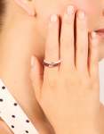 Waterproof Gold Plated Stainless Steel MINI Cubic Zirconia Enamel Rings 2-PACK - M l